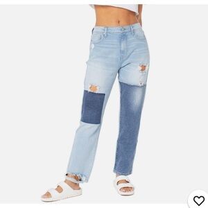 Celebrity Pink Slim Straight Distressed Two Tone Jeans, size 27